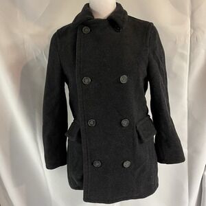 Nordstrom Charcoal Gray Short Peacoat Women's 8 Classic Preppy City Collegiate